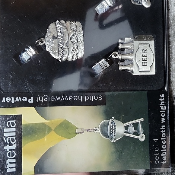 METALLA PEWTER DECORATIVE BAR-B-Q  SET-OF-4 TABLECLOTH WEIGHT CLIPS - Picture 2 of 11